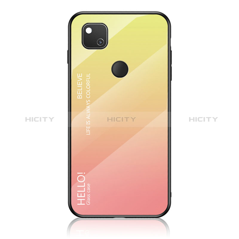 Custodia Silicone Specchio Laterale Sfumato Arcobaleno Cover LS1 per Google Pixel 4a