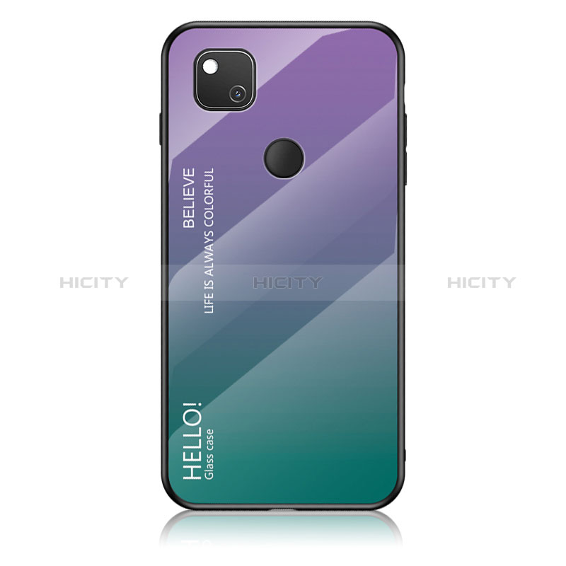 Custodia Silicone Specchio Laterale Sfumato Arcobaleno Cover LS1 per Google Pixel 4a