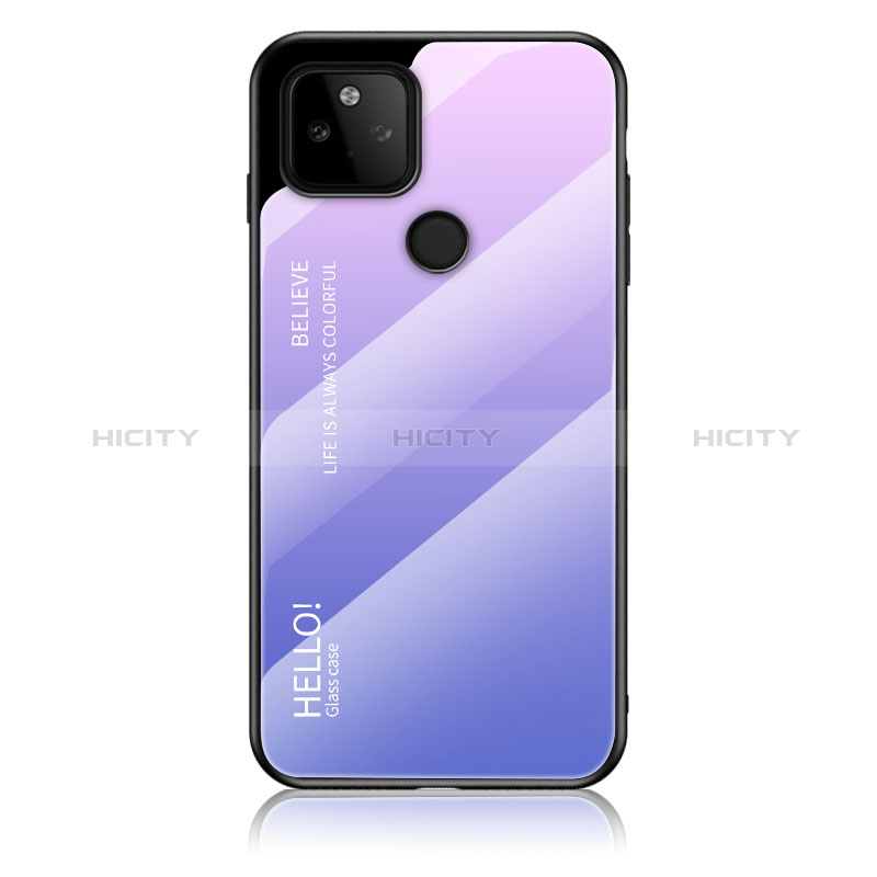 Custodia Silicone Specchio Laterale Sfumato Arcobaleno Cover LS1 per Google Pixel 5a 5G Lavanda