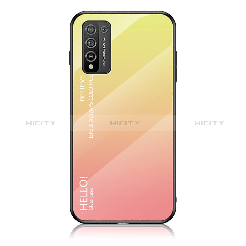 Custodia Silicone Specchio Laterale Sfumato Arcobaleno Cover LS1 per Huawei Honor 10X Lite Giallo