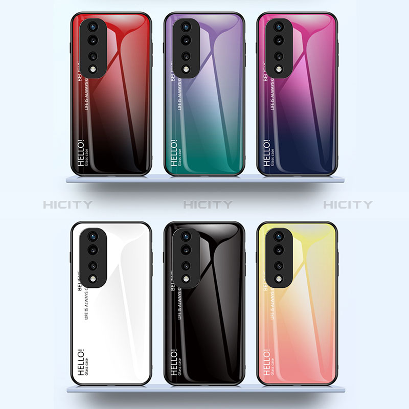 Custodia Silicone Specchio Laterale Sfumato Arcobaleno Cover LS1 per Huawei Honor 70 Pro 5G