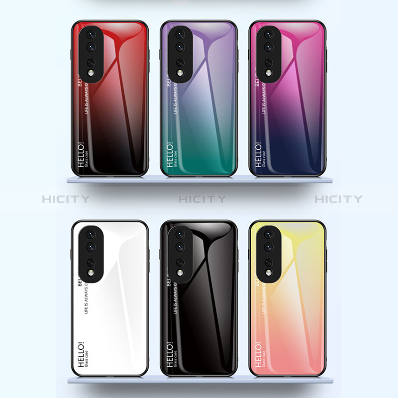 Custodia Silicone Specchio Laterale Sfumato Arcobaleno Cover LS1 per Huawei Honor 80 Pro 5G