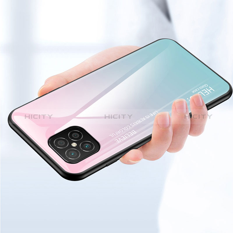 Custodia Silicone Specchio Laterale Sfumato Arcobaleno Cover LS1 per Huawei Nova 8 SE 4G