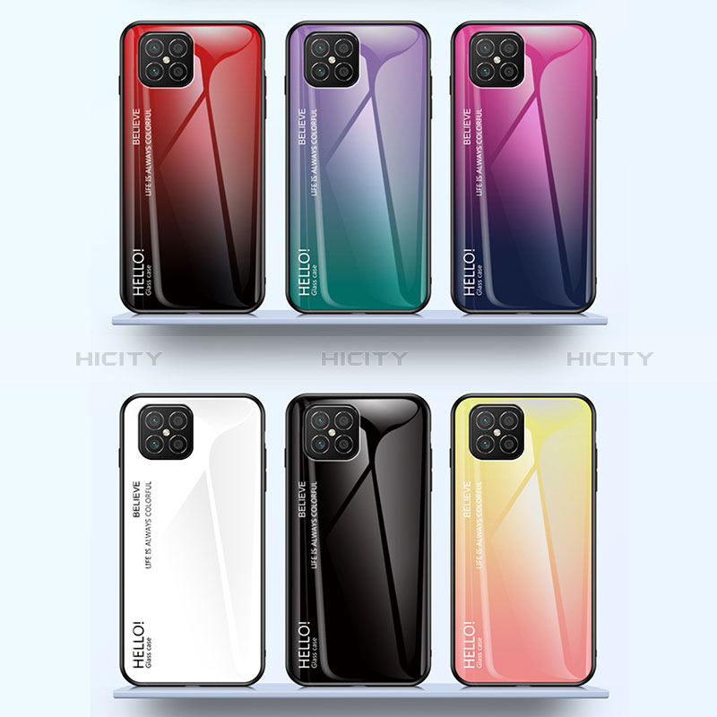 Custodia Silicone Specchio Laterale Sfumato Arcobaleno Cover LS1 per Huawei Nova 8 SE 4G