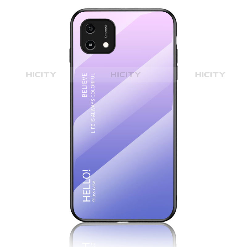 Custodia Silicone Specchio Laterale Sfumato Arcobaleno Cover LS1 per Oppo A16e Lavanda