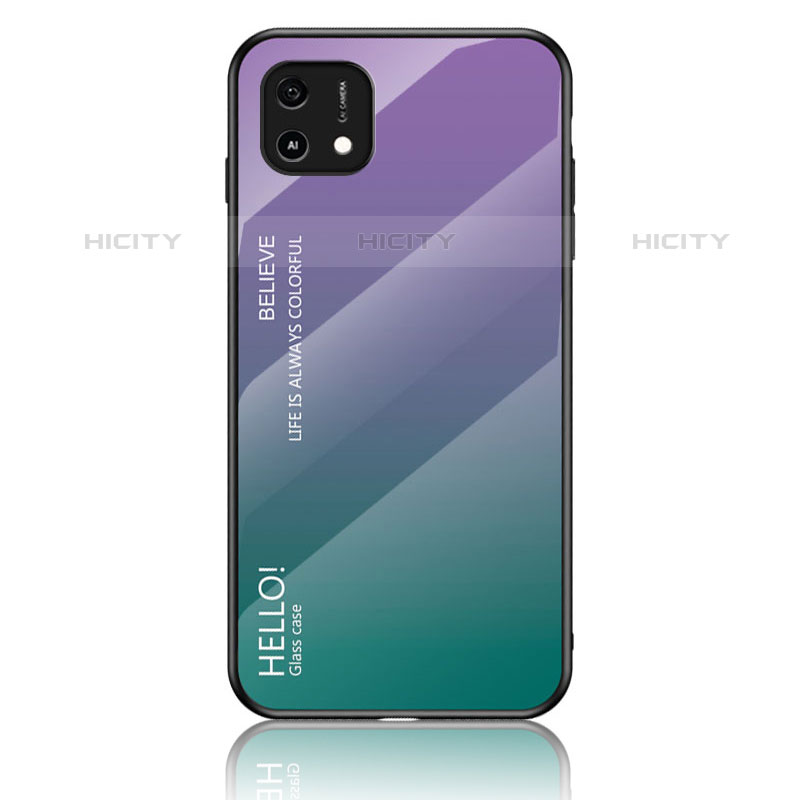 Custodia Silicone Specchio Laterale Sfumato Arcobaleno Cover LS1 per Oppo A16e Multicolore