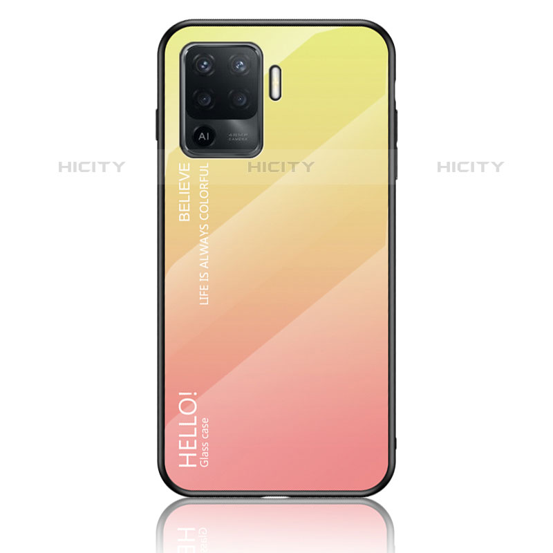 Custodia Silicone Specchio Laterale Sfumato Arcobaleno Cover LS1 per Oppo A94 4G Giallo