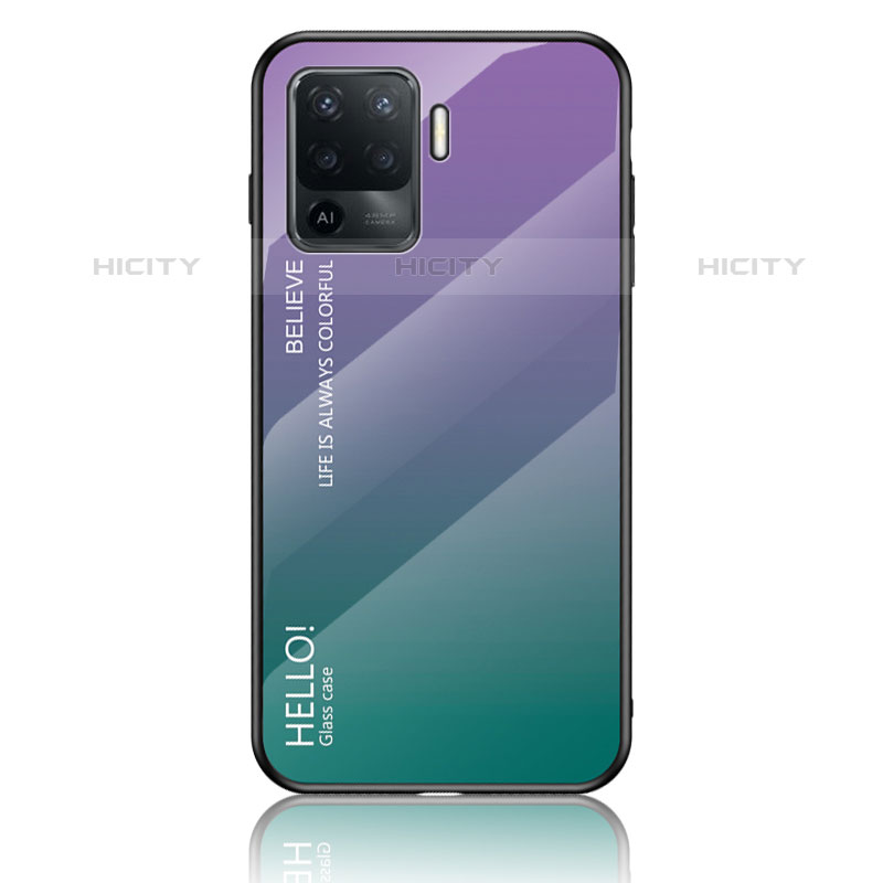 Custodia Silicone Specchio Laterale Sfumato Arcobaleno Cover LS1 per Oppo F19 Pro