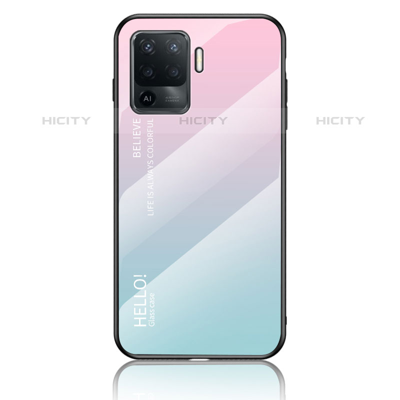 Custodia Silicone Specchio Laterale Sfumato Arcobaleno Cover LS1 per Oppo F19 Pro