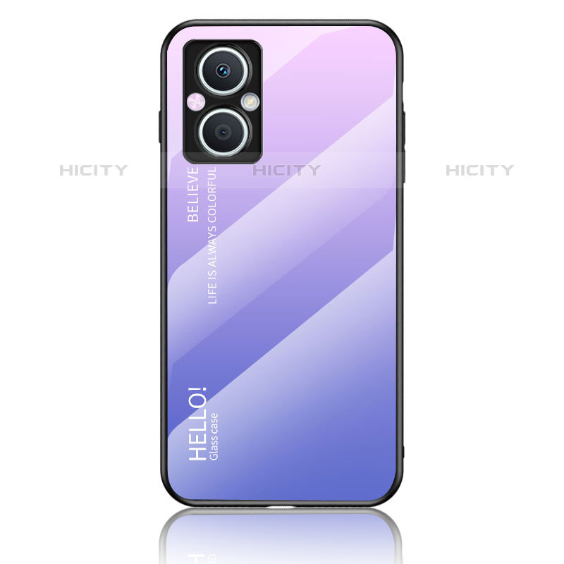 Custodia Silicone Specchio Laterale Sfumato Arcobaleno Cover LS1 per Oppo F21 Pro 5G Lavanda