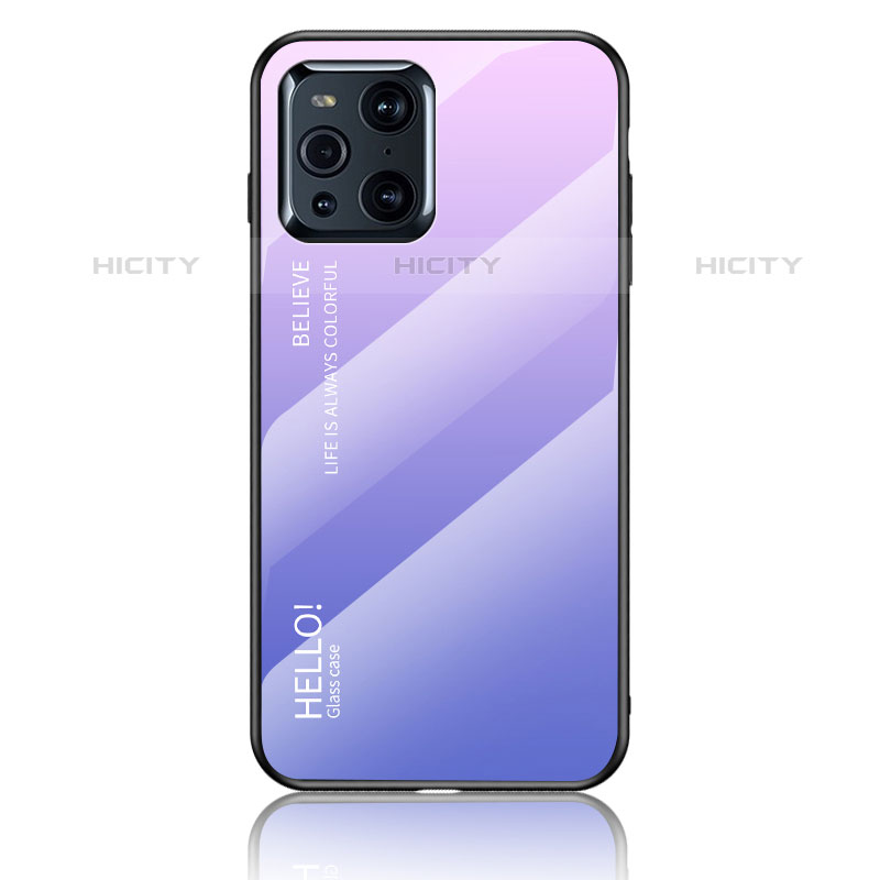 Custodia Silicone Specchio Laterale Sfumato Arcobaleno Cover LS1 per Oppo Find X3 Pro 5G