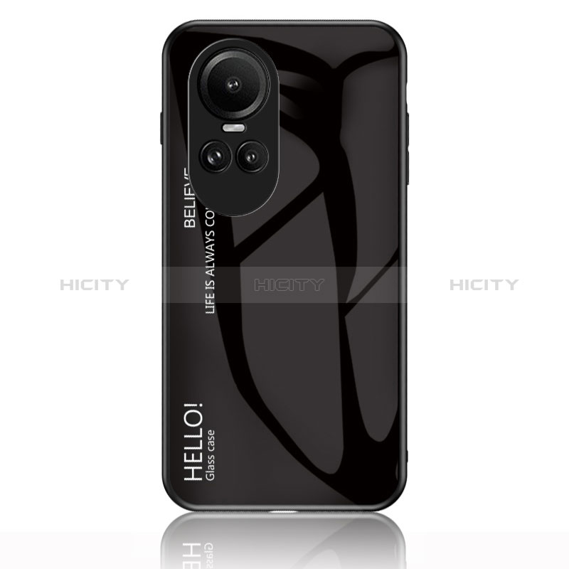 Custodia Silicone Specchio Laterale Sfumato Arcobaleno Cover LS1 per Oppo Reno10 Pro 5G Nero