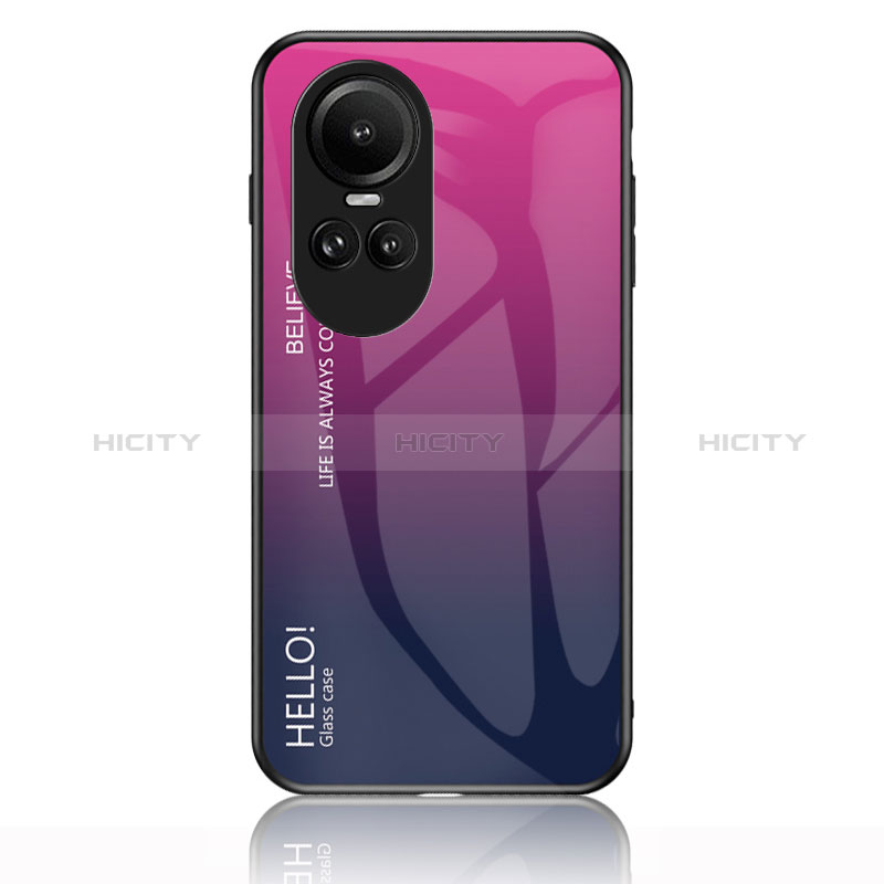 Custodia Silicone Specchio Laterale Sfumato Arcobaleno Cover LS1 per Oppo Reno10 Pro 5G Rosa Caldo