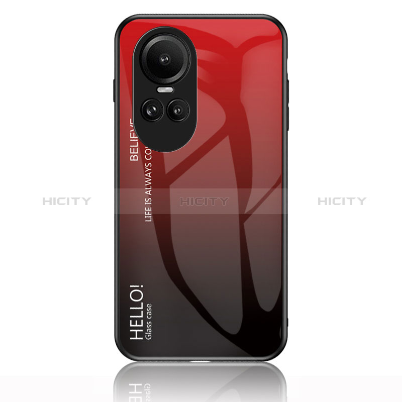 Custodia Silicone Specchio Laterale Sfumato Arcobaleno Cover LS1 per Oppo Reno10 Pro 5G Rosso