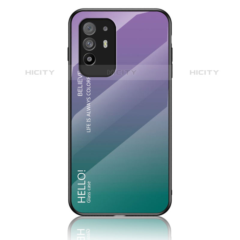 Custodia Silicone Specchio Laterale Sfumato Arcobaleno Cover LS1 per Oppo Reno5 Z 5G Multicolore