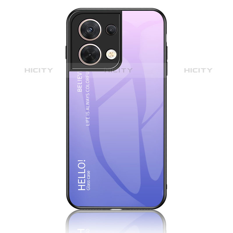 Custodia Silicone Specchio Laterale Sfumato Arcobaleno Cover LS1 per Oppo Reno9 Pro 5G Lavanda