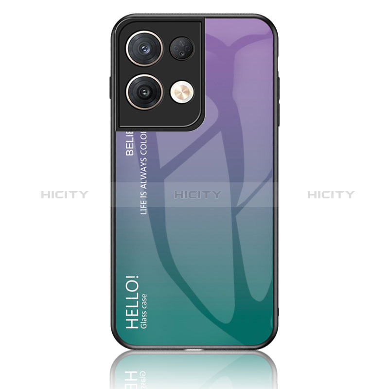 Custodia Silicone Specchio Laterale Sfumato Arcobaleno Cover LS1 per Oppo Reno9 Pro+ Plus 5G Multicolore