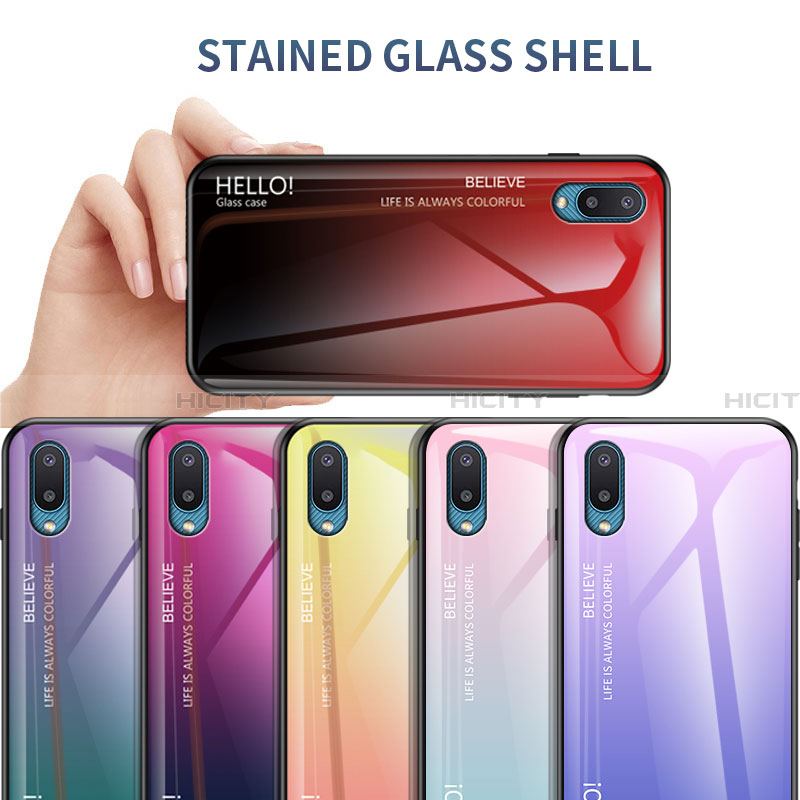 Custodia Silicone Specchio Laterale Sfumato Arcobaleno Cover LS1 per Samsung Galaxy A02