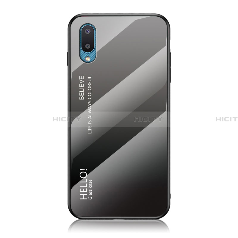 Custodia Silicone Specchio Laterale Sfumato Arcobaleno Cover LS1 per Samsung Galaxy A02 Grigio Scuro