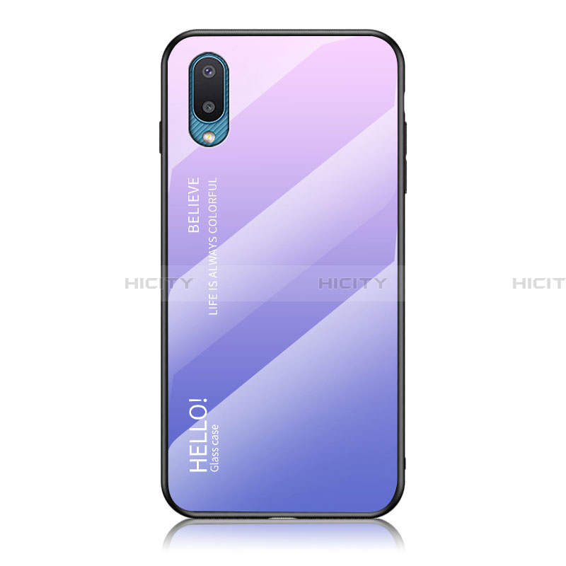 Custodia Silicone Specchio Laterale Sfumato Arcobaleno Cover LS1 per Samsung Galaxy A02 Lavanda