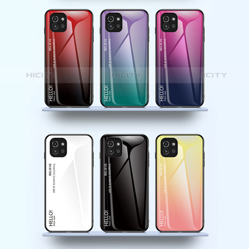 Custodia Silicone Specchio Laterale Sfumato Arcobaleno Cover LS1 per Samsung Galaxy A03