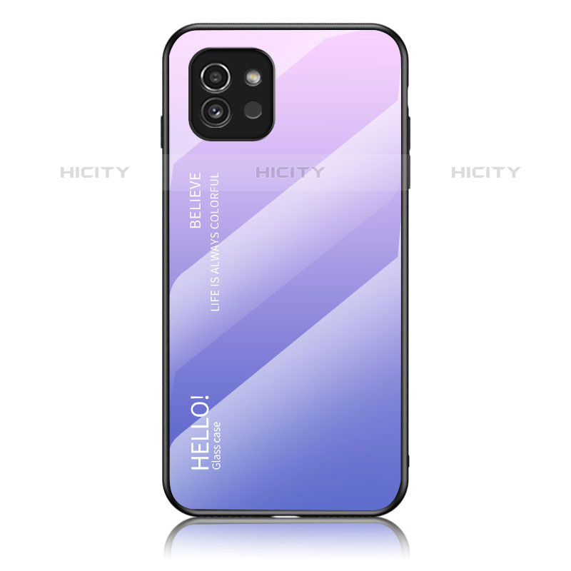 Custodia Silicone Specchio Laterale Sfumato Arcobaleno Cover LS1 per Samsung Galaxy A03 Lavanda