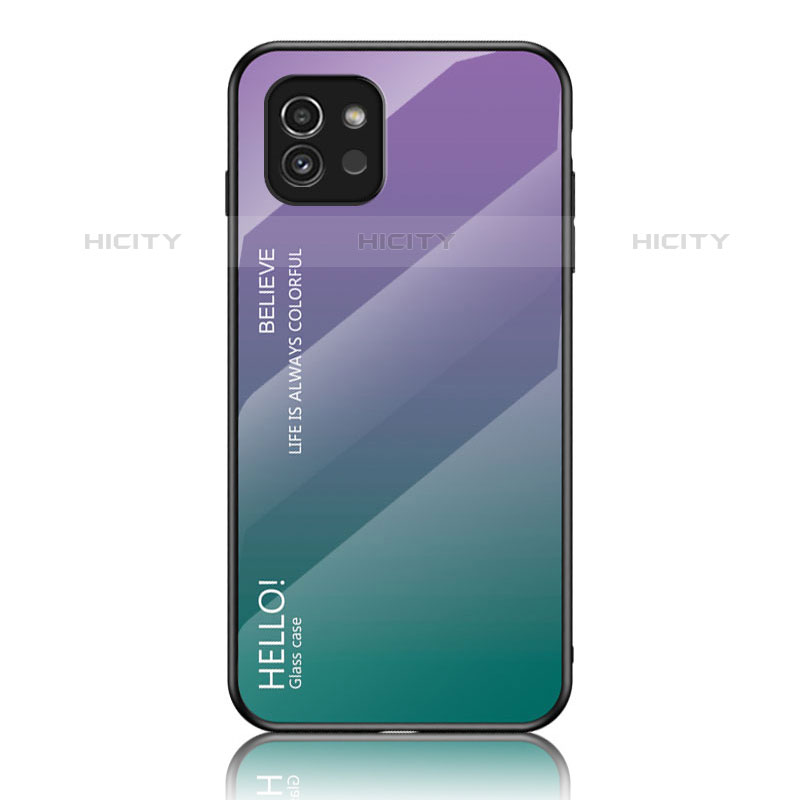 Custodia Silicone Specchio Laterale Sfumato Arcobaleno Cover LS1 per Samsung Galaxy A03 Multicolore
