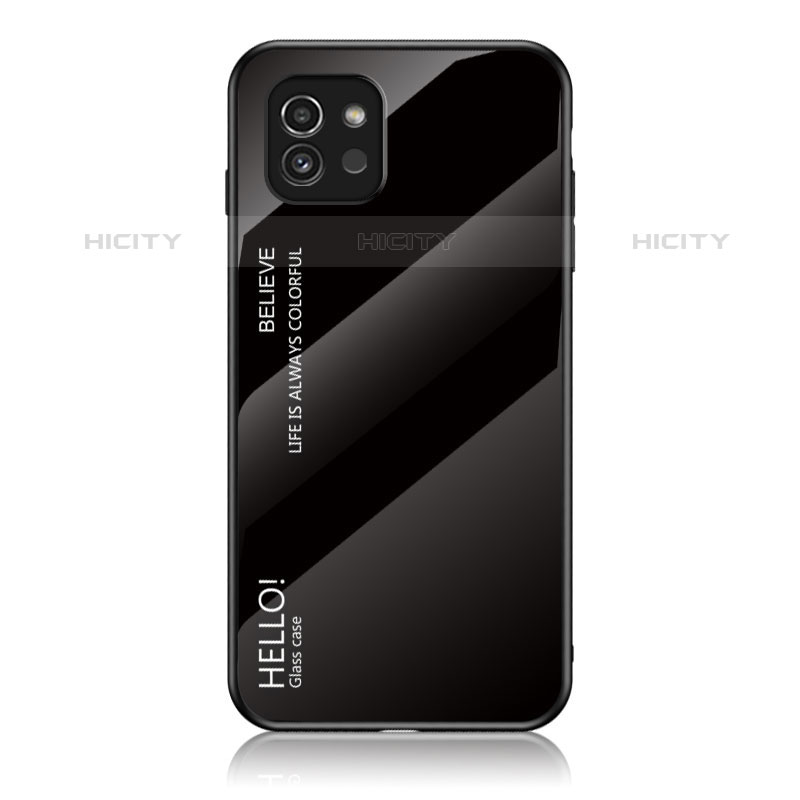 Custodia Silicone Specchio Laterale Sfumato Arcobaleno Cover LS1 per Samsung Galaxy A03 Nero