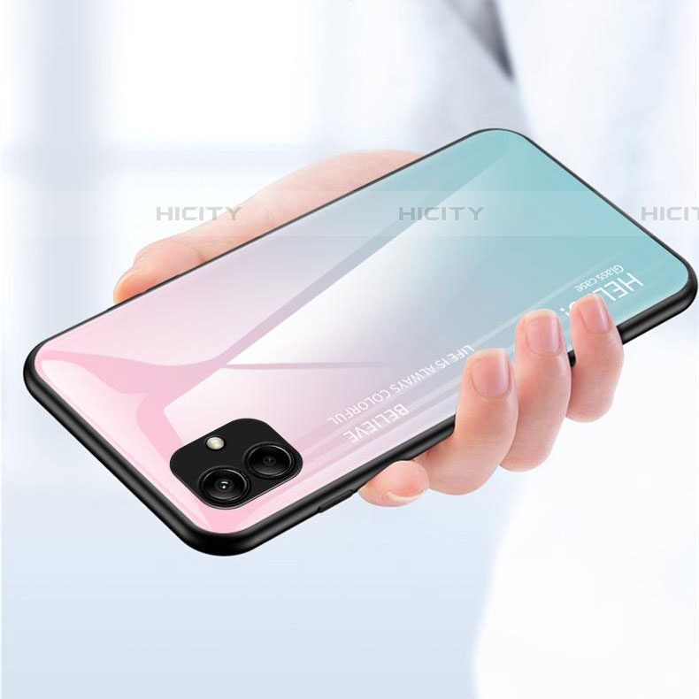 Custodia Silicone Specchio Laterale Sfumato Arcobaleno Cover LS1 per Samsung Galaxy A04E