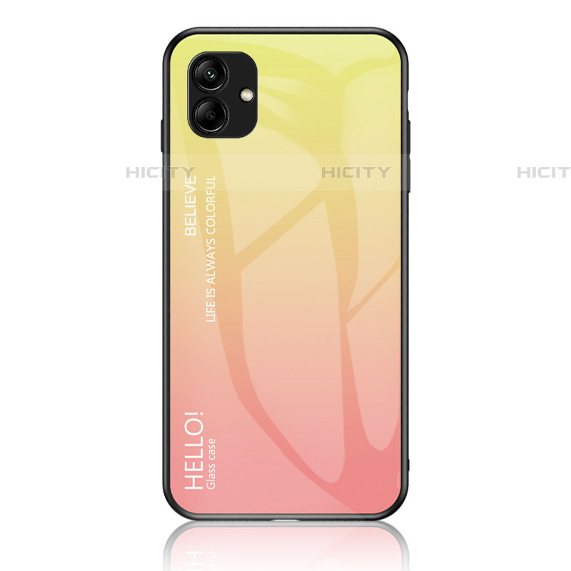 Custodia Silicone Specchio Laterale Sfumato Arcobaleno Cover LS1 per Samsung Galaxy A04E Giallo