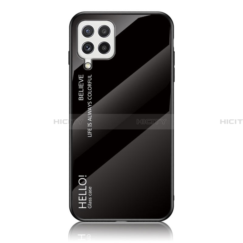 Custodia Silicone Specchio Laterale Sfumato Arcobaleno Cover LS1 per Samsung Galaxy A22 4G Nero