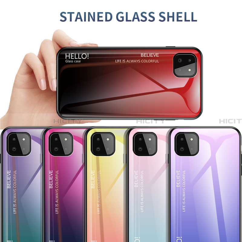 Custodia Silicone Specchio Laterale Sfumato Arcobaleno Cover LS1 per Samsung Galaxy A22 5G