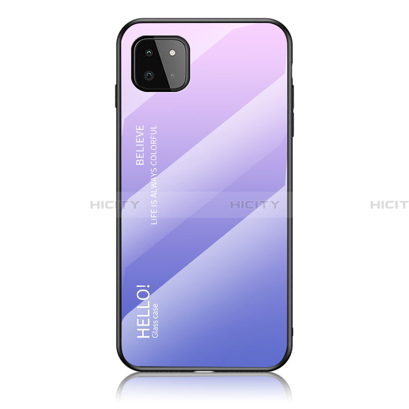 Custodia Silicone Specchio Laterale Sfumato Arcobaleno Cover LS1 per Samsung Galaxy A22 5G Lavanda