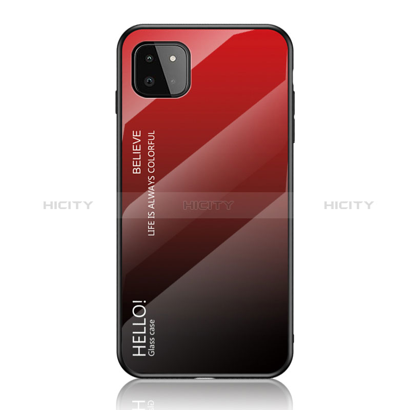 Custodia Silicone Specchio Laterale Sfumato Arcobaleno Cover LS1 per Samsung Galaxy A22s 5G Rosso