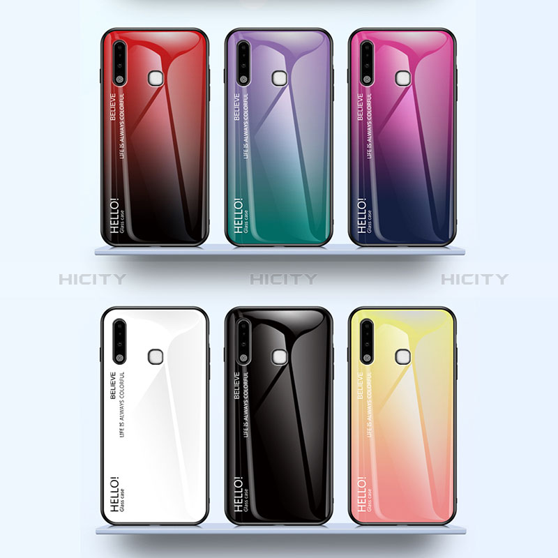 Custodia Silicone Specchio Laterale Sfumato Arcobaleno Cover LS1 per Samsung Galaxy A70E