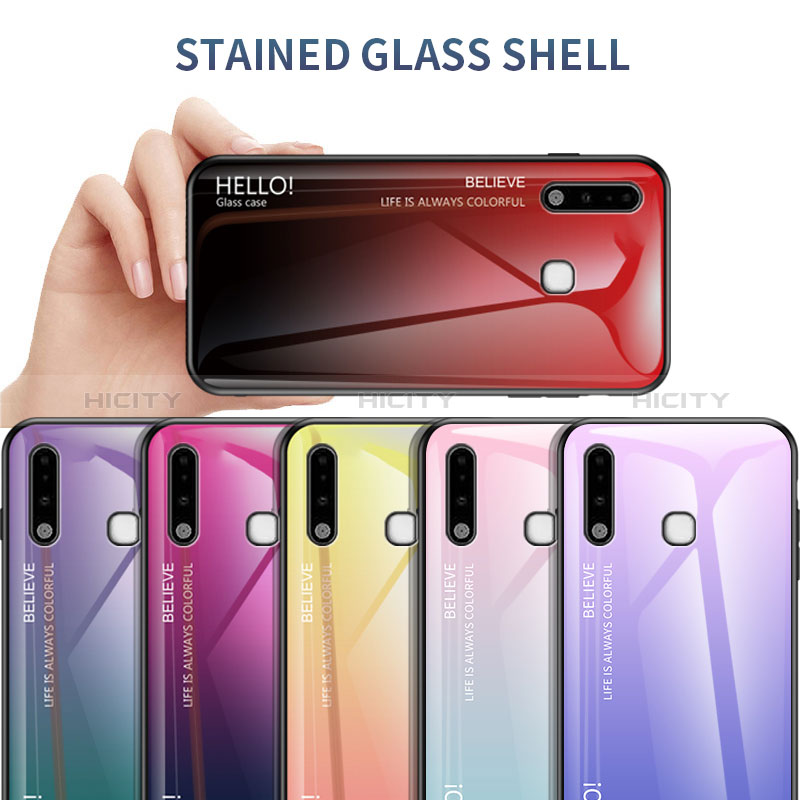 Custodia Silicone Specchio Laterale Sfumato Arcobaleno Cover LS1 per Samsung Galaxy A70E