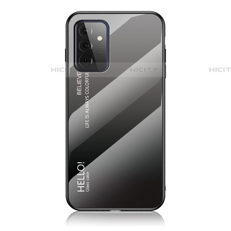 Custodia Silicone Specchio Laterale Sfumato Arcobaleno Cover LS1 per Samsung Galaxy A72 4G Grigio Scuro