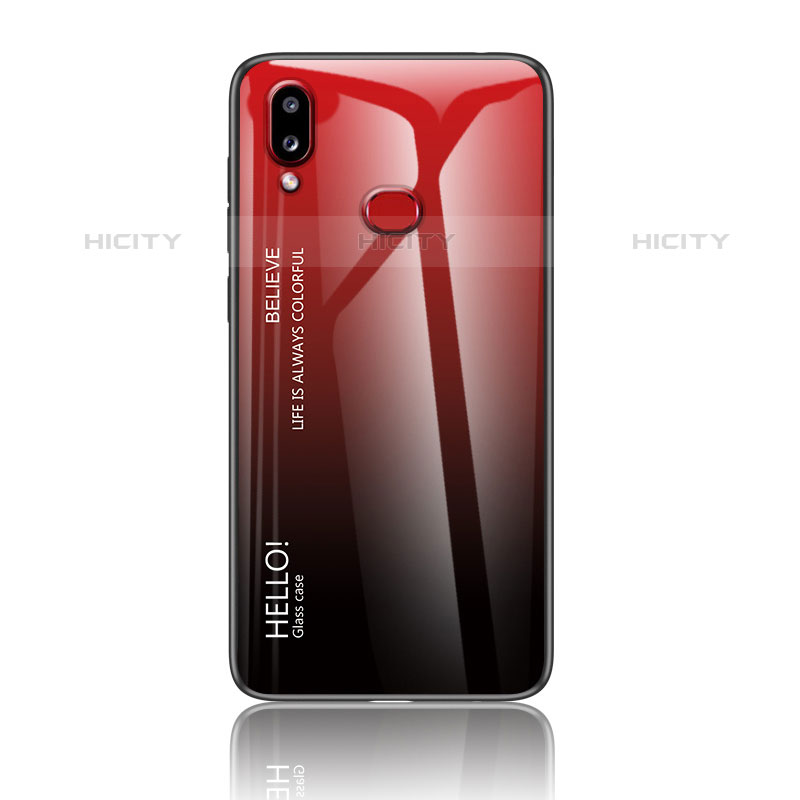Custodia Silicone Specchio Laterale Sfumato Arcobaleno Cover LS1 per Samsung Galaxy M01s Rosso
