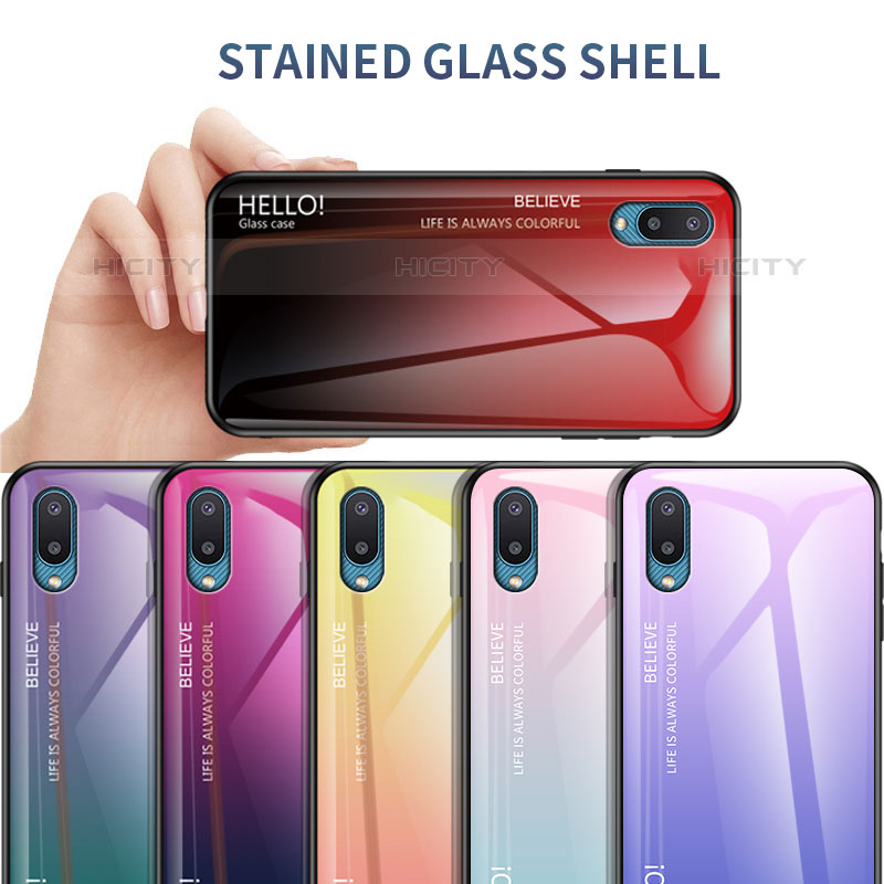Custodia Silicone Specchio Laterale Sfumato Arcobaleno Cover LS1 per Samsung Galaxy M02
