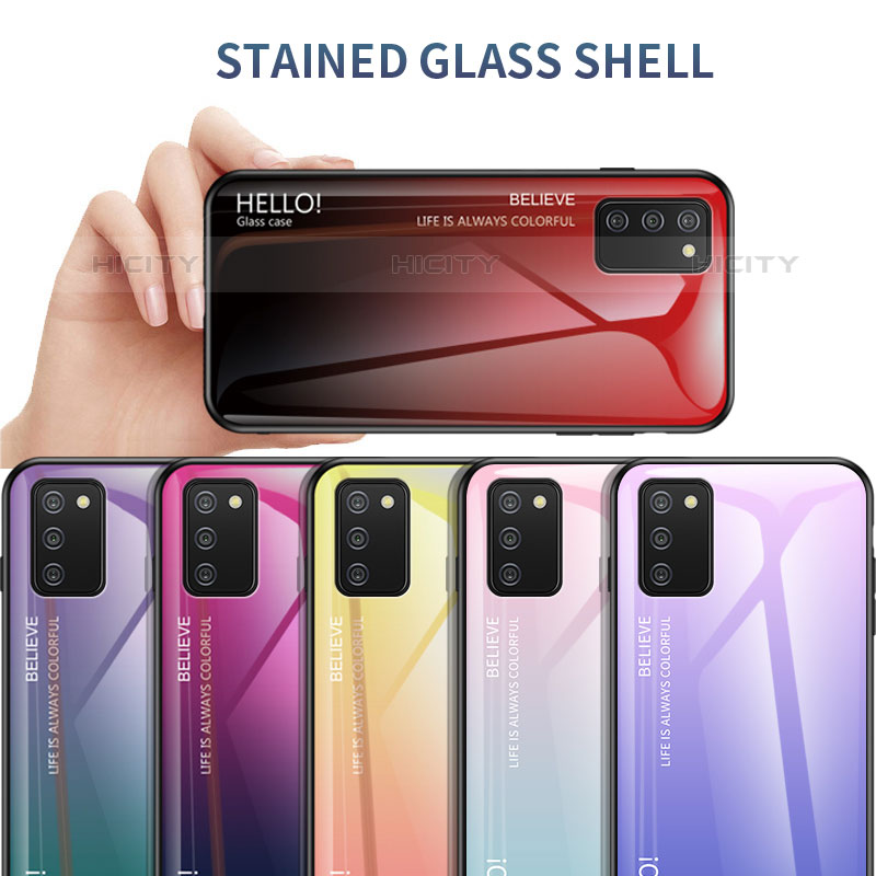 Custodia Silicone Specchio Laterale Sfumato Arcobaleno Cover LS1 per Samsung Galaxy M02s