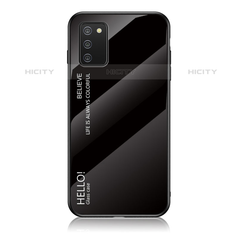 Custodia Silicone Specchio Laterale Sfumato Arcobaleno Cover LS1 per Samsung Galaxy M02s Nero