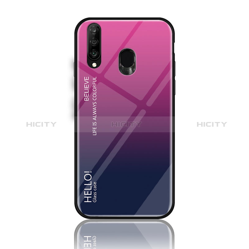 Custodia Silicone Specchio Laterale Sfumato Arcobaleno Cover LS1 per Samsung Galaxy M30 Rosa Caldo