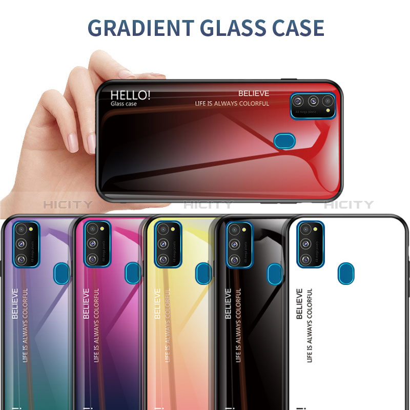 Custodia Silicone Specchio Laterale Sfumato Arcobaleno Cover LS1 per Samsung Galaxy M30s