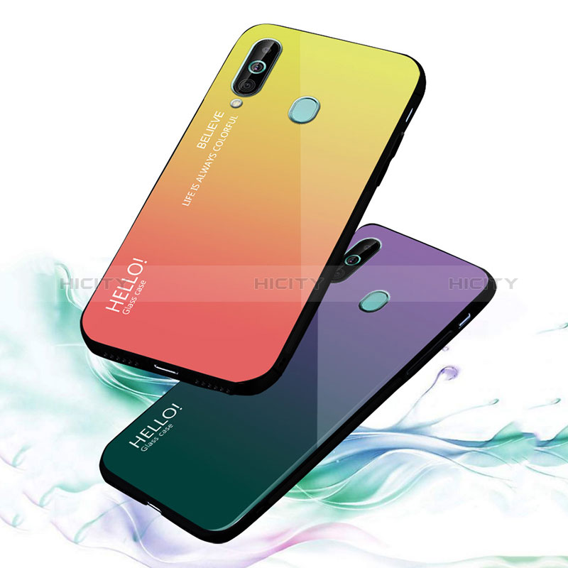 Custodia Silicone Specchio Laterale Sfumato Arcobaleno Cover LS1 per Samsung Galaxy M40