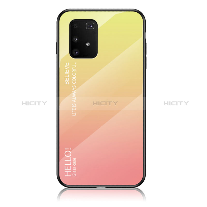 Custodia Silicone Specchio Laterale Sfumato Arcobaleno Cover LS1 per Samsung Galaxy S10 Lite Giallo