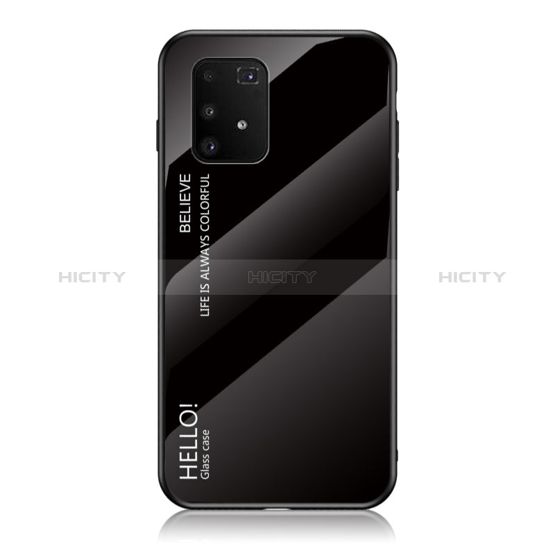 Custodia Silicone Specchio Laterale Sfumato Arcobaleno Cover LS1 per Samsung Galaxy S10 Lite Nero