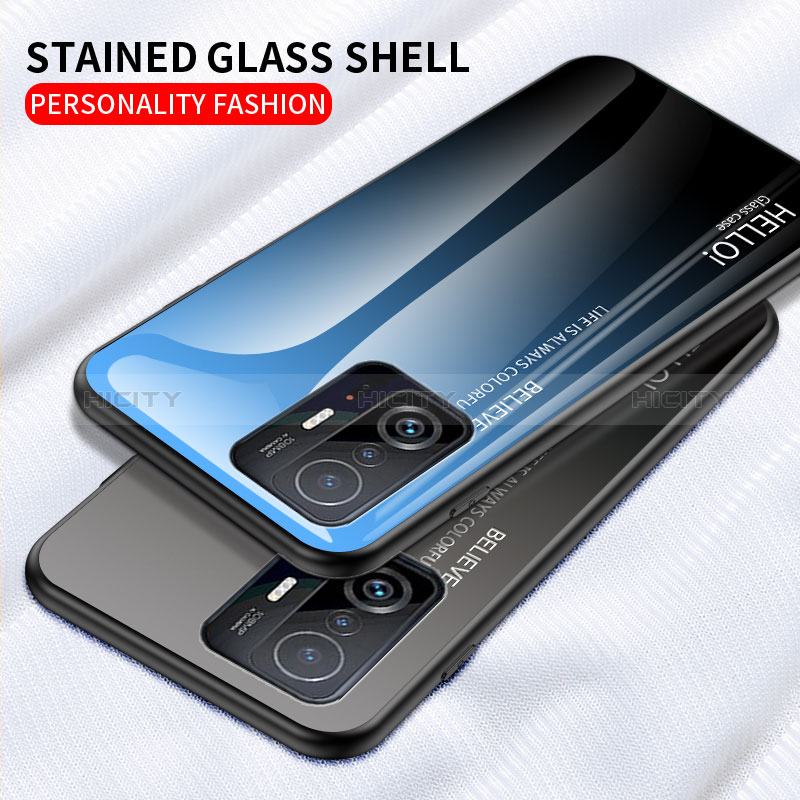 Custodia Silicone Specchio Laterale Sfumato Arcobaleno Cover LS1 per Xiaomi Mi 11T 5G
