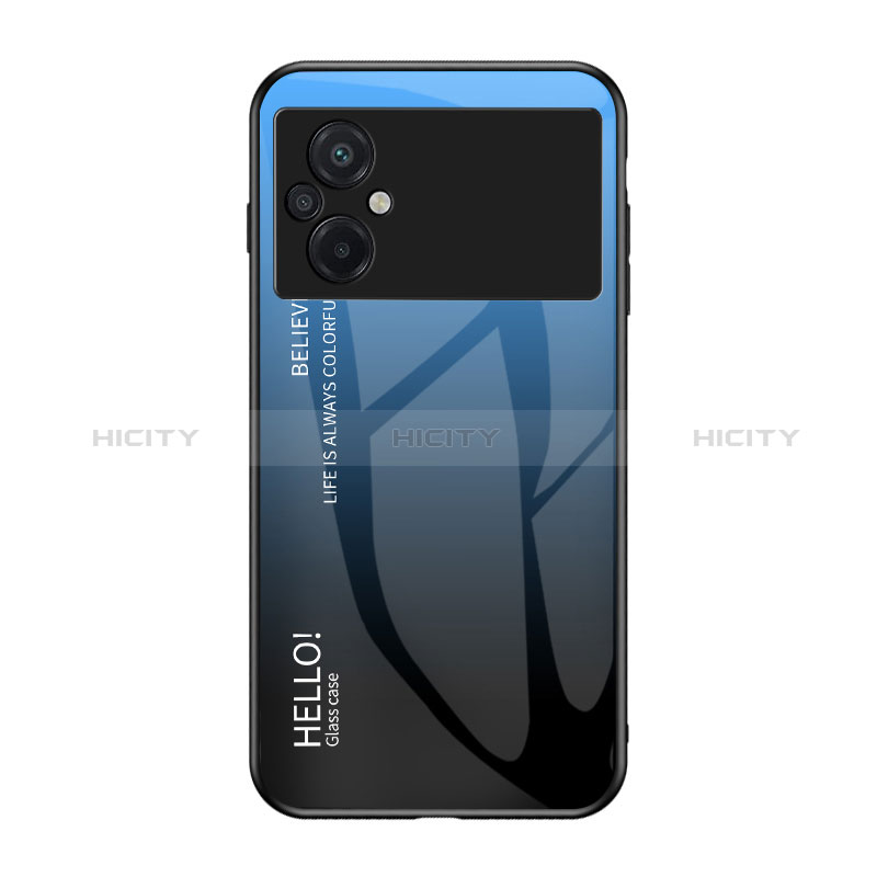 Custodia Silicone Specchio Laterale Sfumato Arcobaleno Cover LS1 per Xiaomi Poco M5 4G Blu