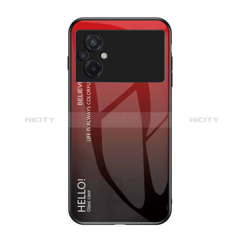 Custodia Silicone Specchio Laterale Sfumato Arcobaleno Cover LS1 per Xiaomi Poco M5 4G Rosso