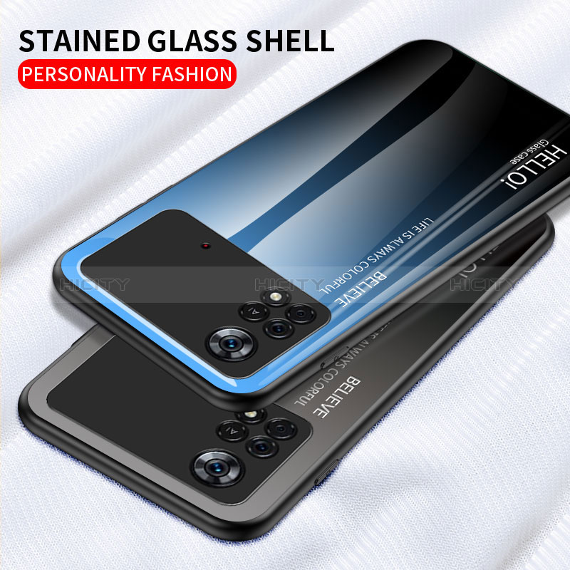 Custodia Silicone Specchio Laterale Sfumato Arcobaleno Cover LS1 per Xiaomi Poco X4 Pro 5G